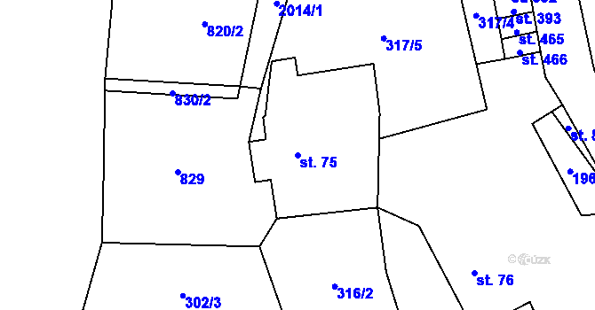 Parcela st. 75 v KÚ Svratouch, Katastrální mapa