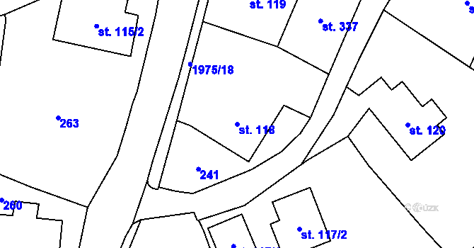 Parcela st. 118 v KÚ Svratouch, Katastrální mapa