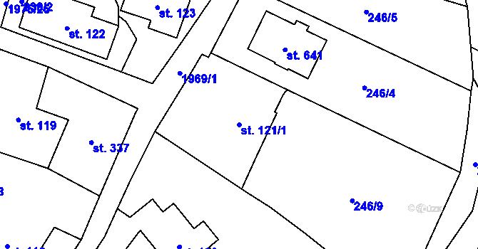 Parcela st. 121/1 v KÚ Svratouch, Katastrální mapa