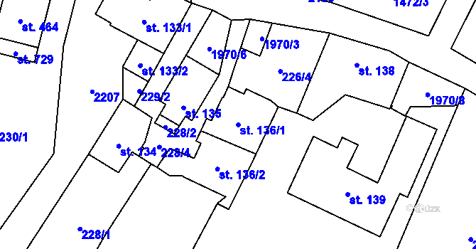 Parcela st. 136/1 v KÚ Svratouch, Katastrální mapa