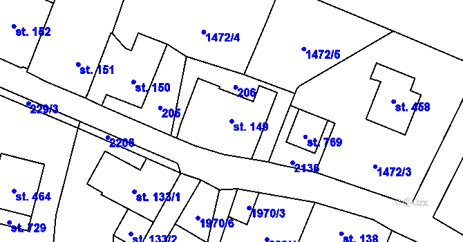 Parcela st. 149 v KÚ Svratouch, Katastrální mapa
