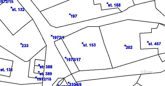 Parcela st. 153 v KÚ Svratouch, Katastrální mapa