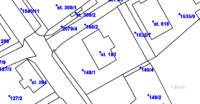 Parcela st. 183 v KÚ Svratouch, Katastrální mapa