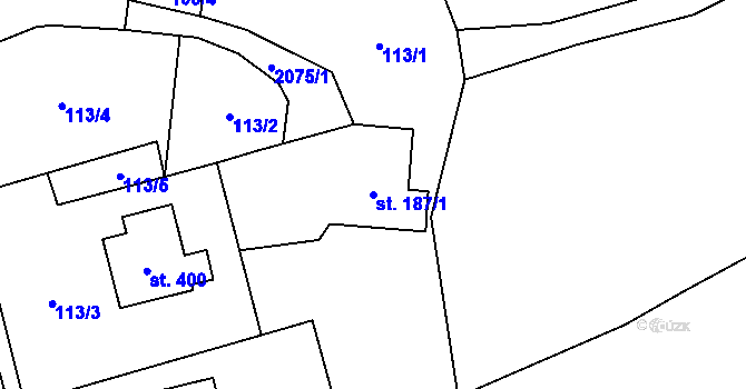 Parcela st. 187/1 v KÚ Svratouch, Katastrální mapa