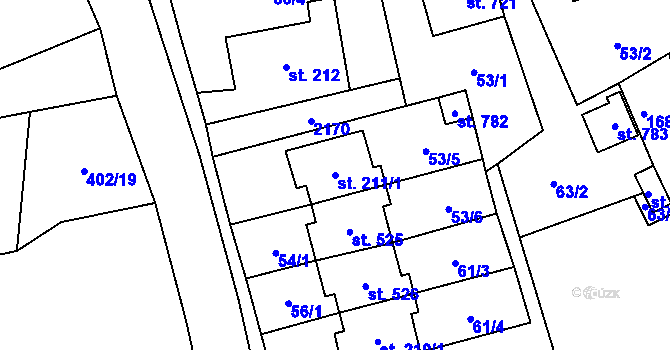 Parcela st. 211/1 v KÚ Svratouch, Katastrální mapa