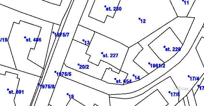 Parcela st. 227 v KÚ Svratouch, Katastrální mapa