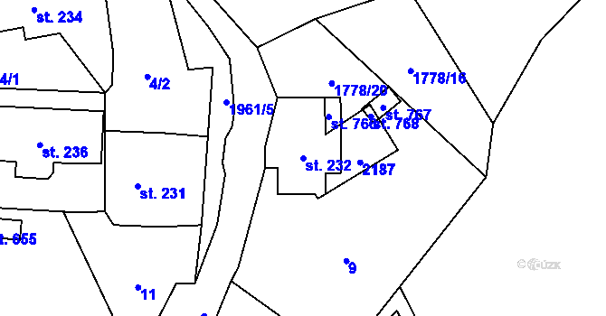 Parcela st. 232 v KÚ Svratouch, Katastrální mapa
