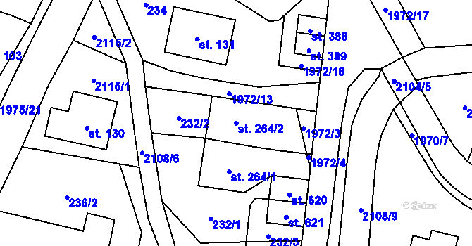 Parcela st. 264/2 v KÚ Svratouch, Katastrální mapa