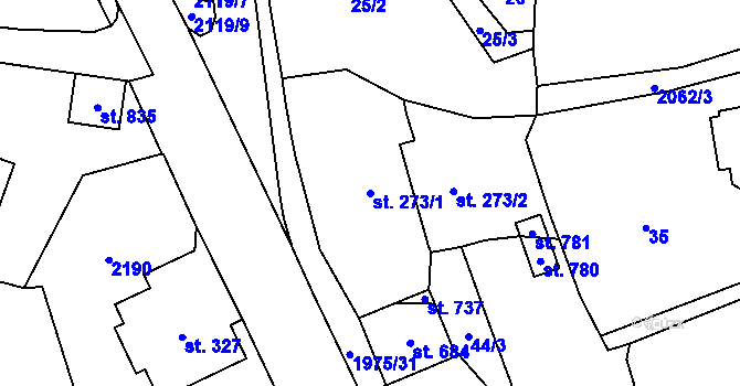 Parcela st. 273/1 v KÚ Svratouch, Katastrální mapa