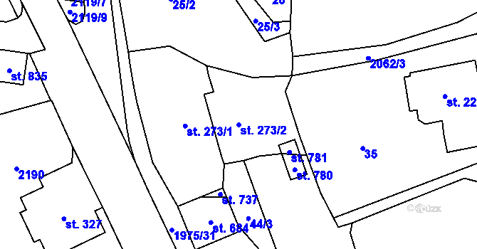 Parcela st. 273/2 v KÚ Svratouch, Katastrální mapa