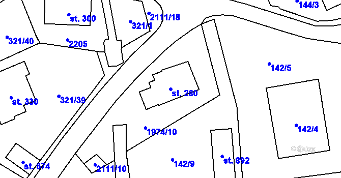 Parcela st. 280 v KÚ Svratouch, Katastrální mapa