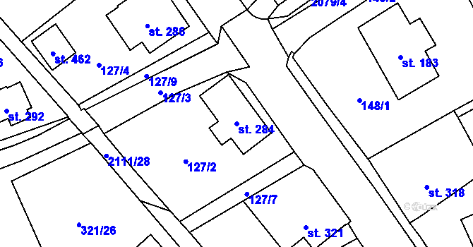 Parcela st. 284 v KÚ Svratouch, Katastrální mapa