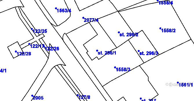 Parcela st. 296/1 v KÚ Svratouch, Katastrální mapa