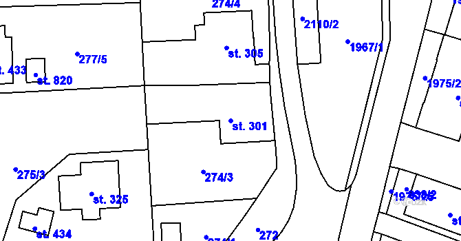 Parcela st. 301 v KÚ Svratouch, Katastrální mapa