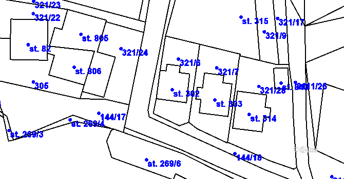 Parcela st. 302 v KÚ Svratouch, Katastrální mapa