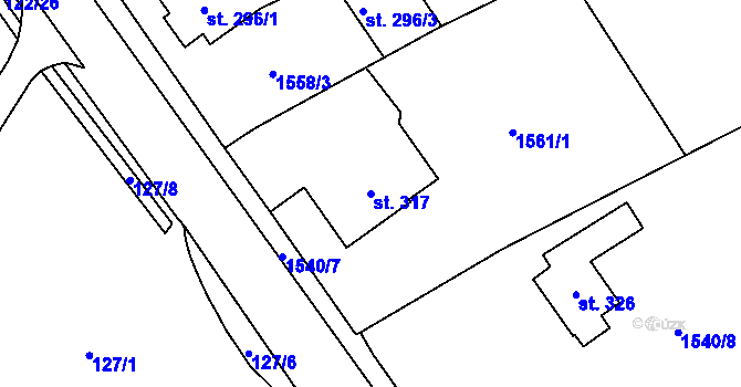 Parcela st. 317 v KÚ Svratouch, Katastrální mapa