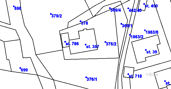 Parcela st. 357 v KÚ Svratouch, Katastrální mapa