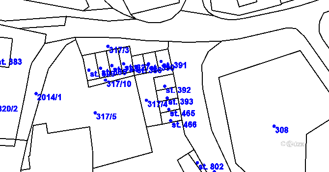 Parcela st. 392 v KÚ Svratouch, Katastrální mapa