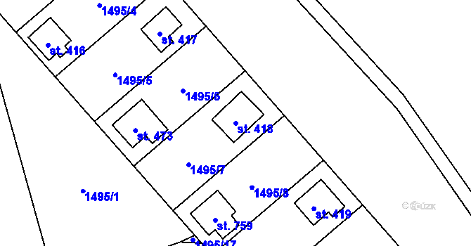 Parcela st. 418 v KÚ Svratouch, Katastrální mapa