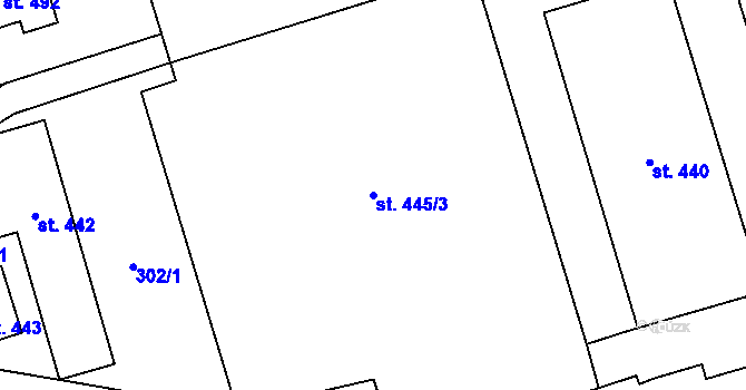 Parcela st. 445/3 v KÚ Svratouch, Katastrální mapa