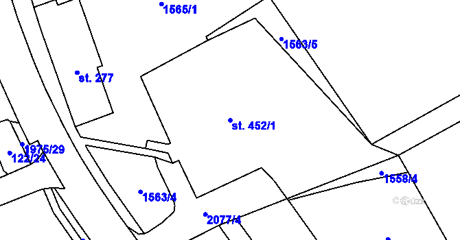 Parcela st. 452/1 v KÚ Svratouch, Katastrální mapa