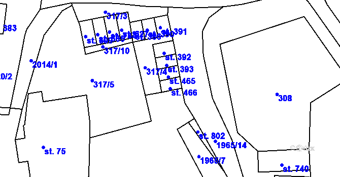 Parcela st. 466 v KÚ Svratouch, Katastrální mapa