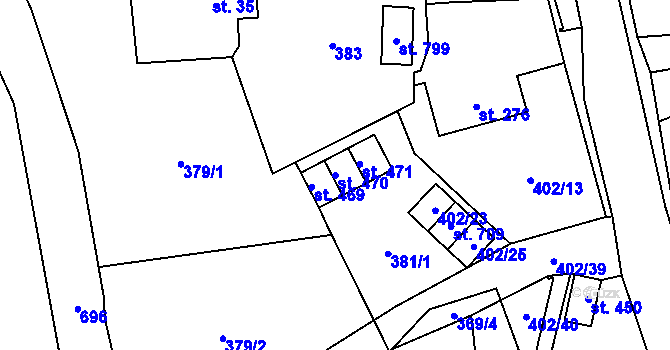 Parcela st. 470 v KÚ Svratouch, Katastrální mapa