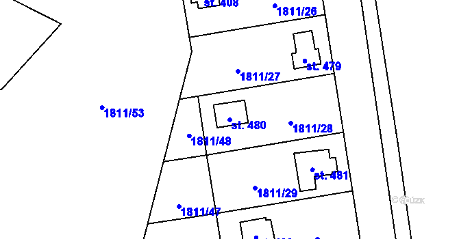 Parcela st. 480 v KÚ Svratouch, Katastrální mapa