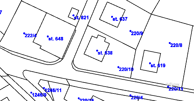 Parcela st. 638 v KÚ Svratouch, Katastrální mapa