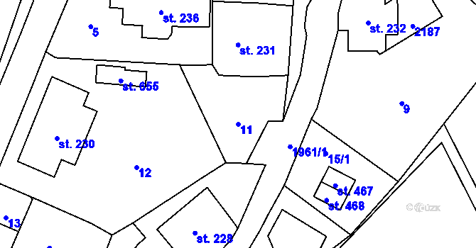 Parcela st. 11 v KÚ Svratouch, Katastrální mapa