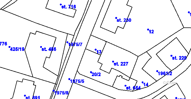Parcela st. 13 v KÚ Svratouch, Katastrální mapa