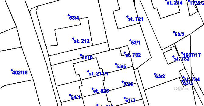 Parcela st. 53/3 v KÚ Svratouch, Katastrální mapa