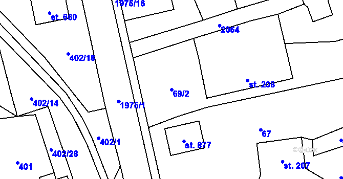 Parcela st. 69/2 v KÚ Svratouch, Katastrální mapa