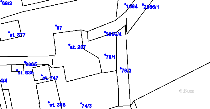 Parcela st. 76/1 v KÚ Svratouch, Katastrální mapa