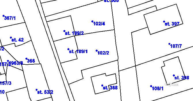 Parcela st. 102/2 v KÚ Svratouch, Katastrální mapa