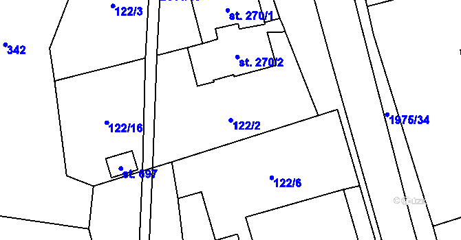 Parcela st. 122/2 v KÚ Svratouch, Katastrální mapa