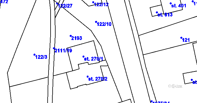 Parcela st. 122/5 v KÚ Svratouch, Katastrální mapa