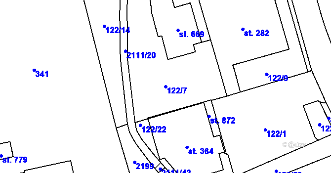 Parcela st. 122/7 v KÚ Svratouch, Katastrální mapa