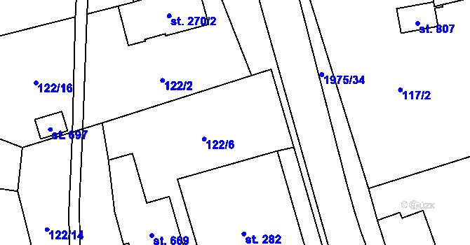 Parcela st. 122/8 v KÚ Svratouch, Katastrální mapa