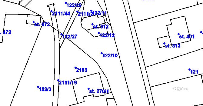Parcela st. 122/10 v KÚ Svratouch, Katastrální mapa