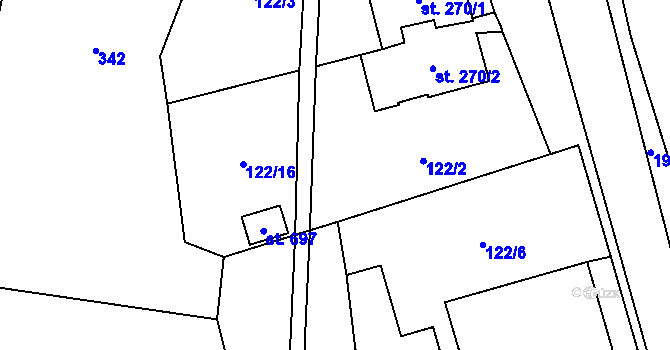 Parcela st. 122/13 v KÚ Svratouch, Katastrální mapa