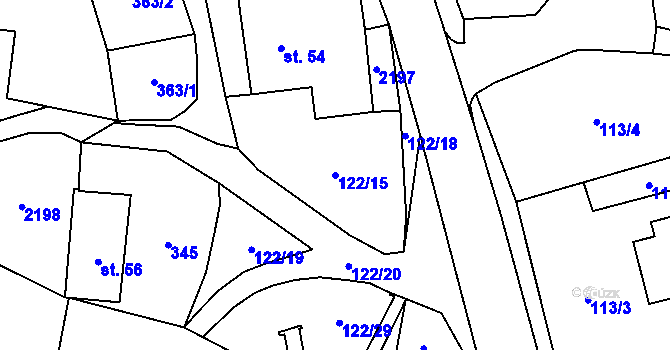 Parcela st. 122/15 v KÚ Svratouch, Katastrální mapa