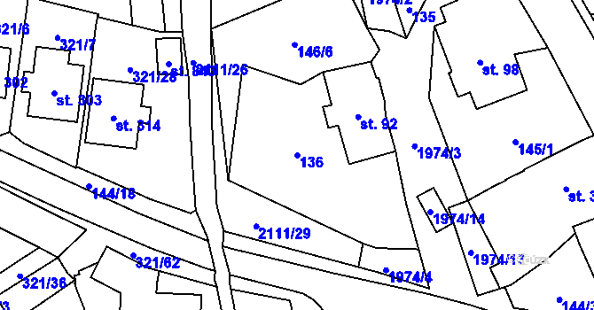 Parcela st. 136 v KÚ Svratouch, Katastrální mapa