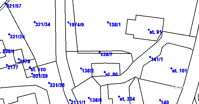 Parcela st. 138/7 v KÚ Svratouch, Katastrální mapa