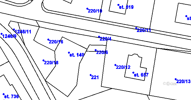 Parcela st. 220/6 v KÚ Svratouch, Katastrální mapa