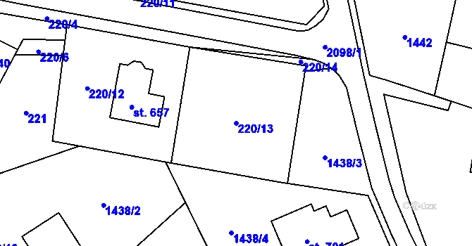 Parcela st. 220/13 v KÚ Svratouch, Katastrální mapa
