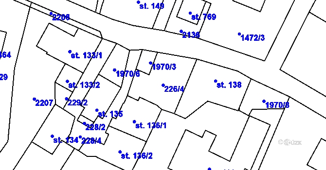 Parcela st. 226/4 v KÚ Svratouch, Katastrální mapa