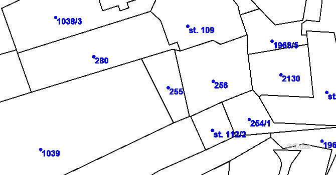 Parcela st. 255 v KÚ Svratouch, Katastrální mapa