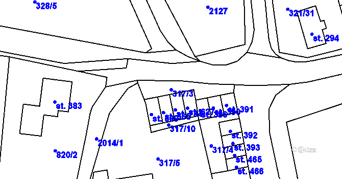 Parcela st. 317/3 v KÚ Svratouch, Katastrální mapa