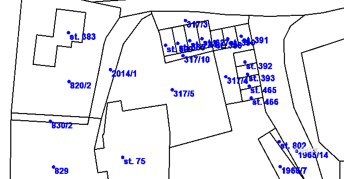 Parcela st. 317/5 v KÚ Svratouch, Katastrální mapa